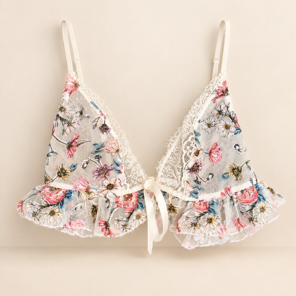 Victoria’s Secret Dream Angels Y2K Floral Lace Tie-Front Bralette M NWOT
